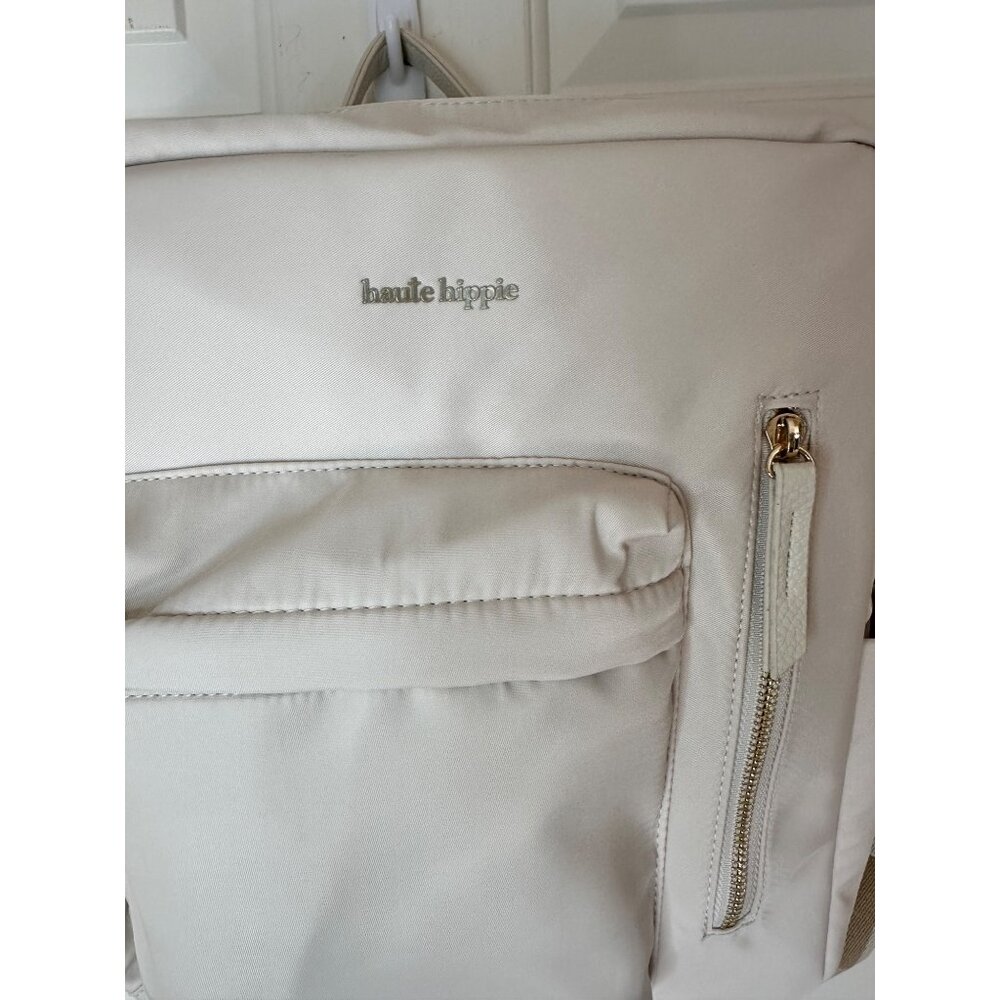 New Haute Hippie Off White On the Go Backpack W Adjustable Straps & Gold Accents - Picture 6 of 16